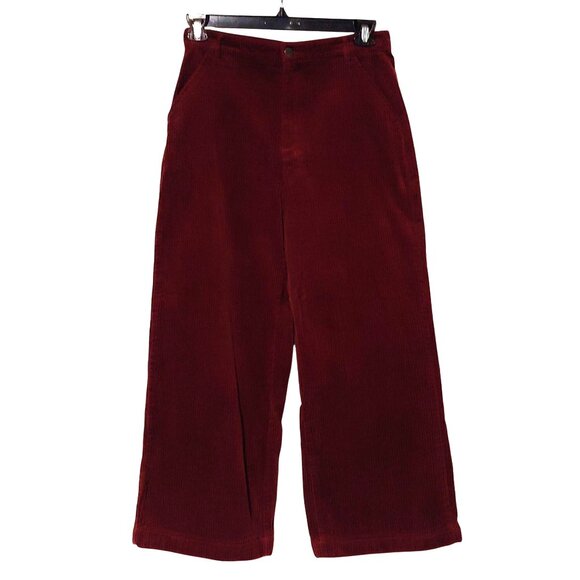 Women Wideleg Chunky Corduroy Crop Pants Granola Girl Contemporary Indie L Berry - Picture 1 of 6